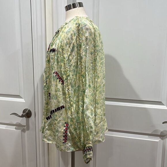 New! Anthropologie Bhanuni By Jyoti Giada Embroidered Beaded Top Size XL - Picture 8 of 16